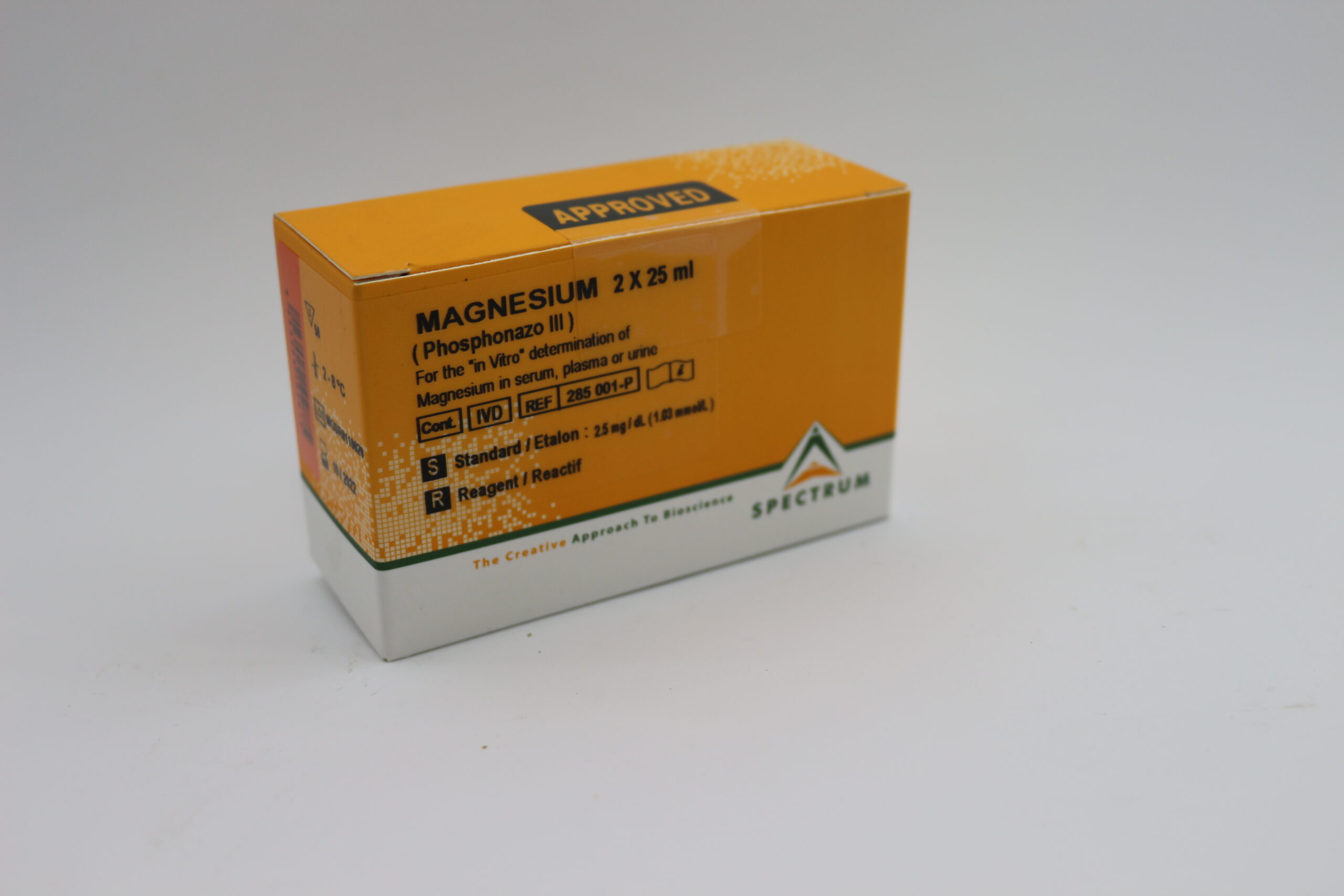 Low prices for magnesium spectrum (2x25ml) 1 APPROVED MAGNESIUM 2X25 ml (Phosphonazo III) For the 'n Vitro determination Magnesan in serum, plasma or uwve Cant. FVD REF 285 001-P Standard Etalon 25/12) Reagent/Reactif The Creative Ap SPECTRUM