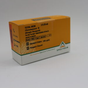 TOTAL IRON 2X 25ml that Chromazurol B (Single Reagent) For the "in vitro seram or plasmu Conk WD REF 208 001 Standard Etalon: 200 pg. Reagent / Reachit The Crostics Approach to SPECTRUM